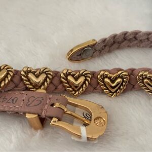 Brighton Roped Heart Pink Braided Bracelet with Gold Heart Accents